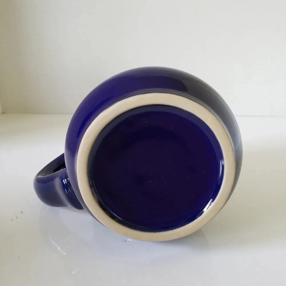 Large Pottery Style Fat Bottom Mug,Blue/Tan,Talk Hockey  to Me. - Picture 4 of 8